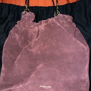 Demellier Miami Suede Handbag in Burgundy